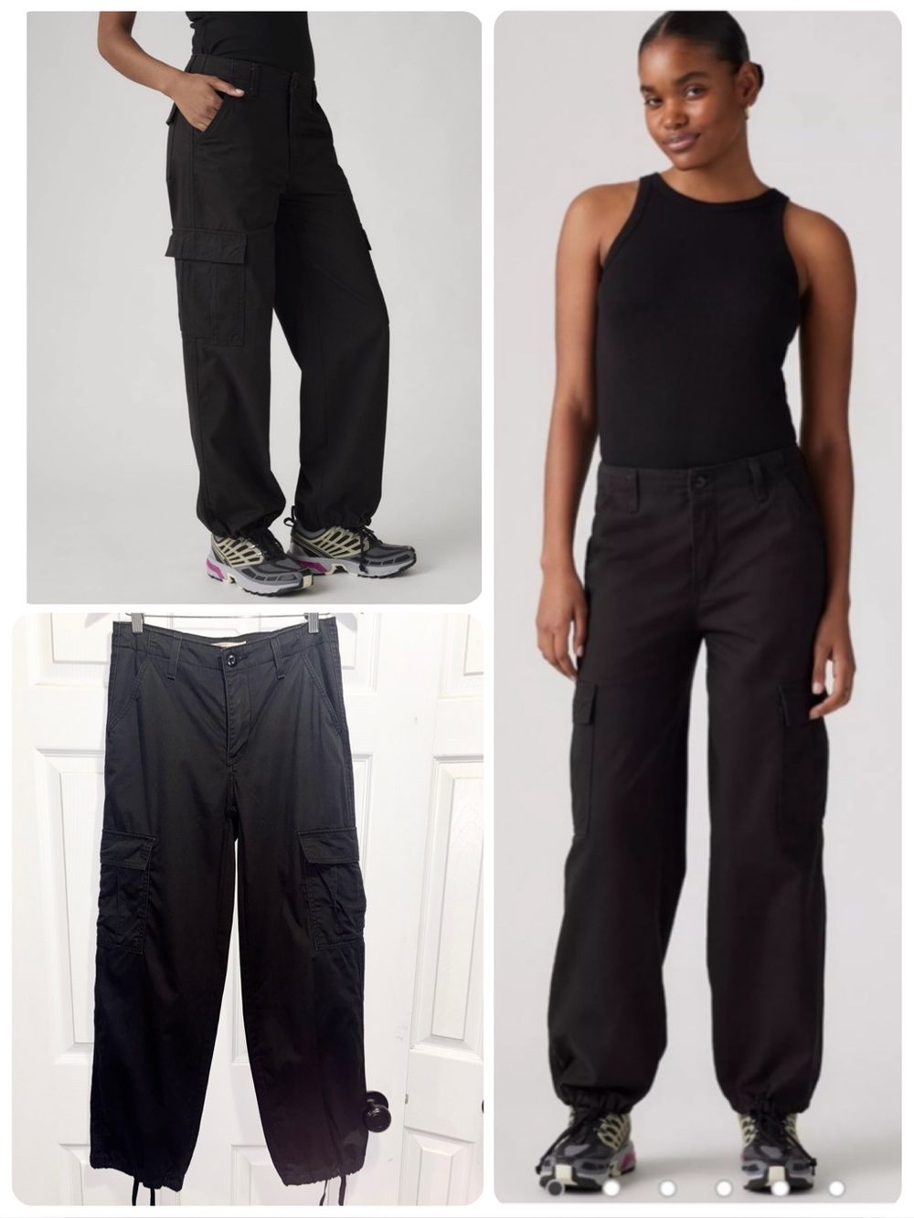 Levi's 94s Baggy Black Cargo Utility Relaxed Pants Size 26